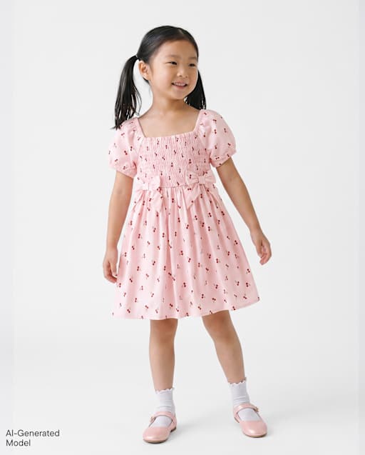 Baby And Toddler Girls Bow Smocked Dress