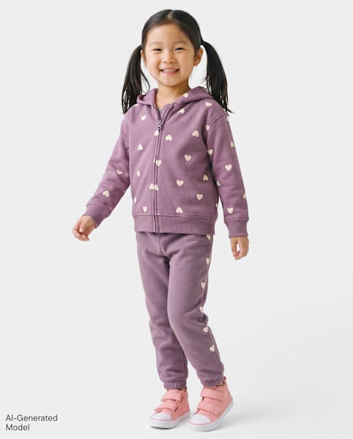 Toddler Girls Embellished Premium Fleece Jogger Pants