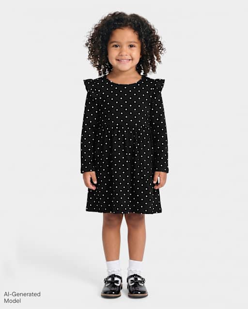 Baby And Toddler Girls Polka Dot Flutter Dress