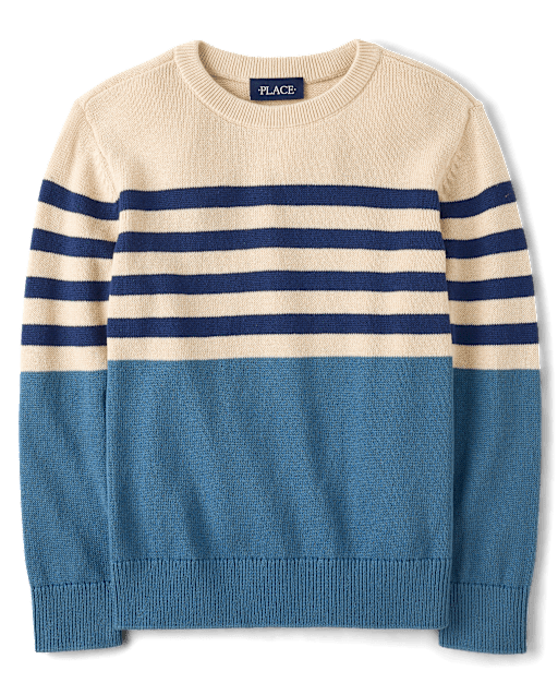 Boys Striped Colorblock Sweater