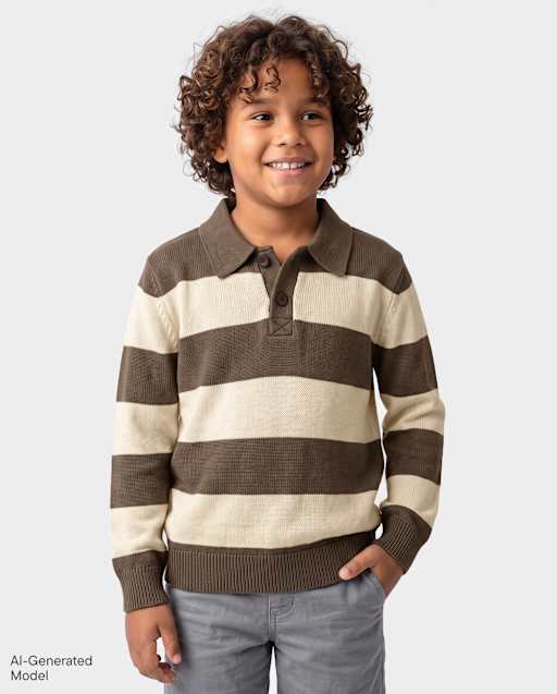 Boys Striped Rugby Sweater
