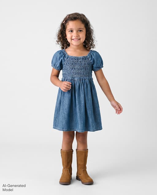 Baby And Toddler Girls Smocked Chambray Dress