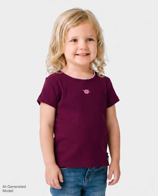 Toddler Girls Embroidered Ribbed Tee