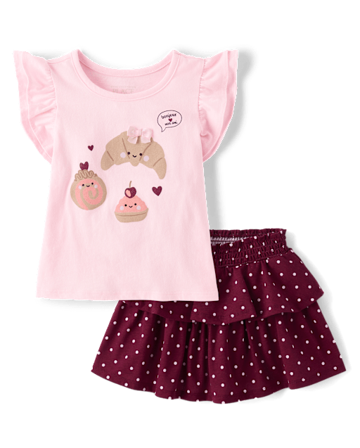 Toddler Girls Embellished Graphic 2-Piece Outfit Set