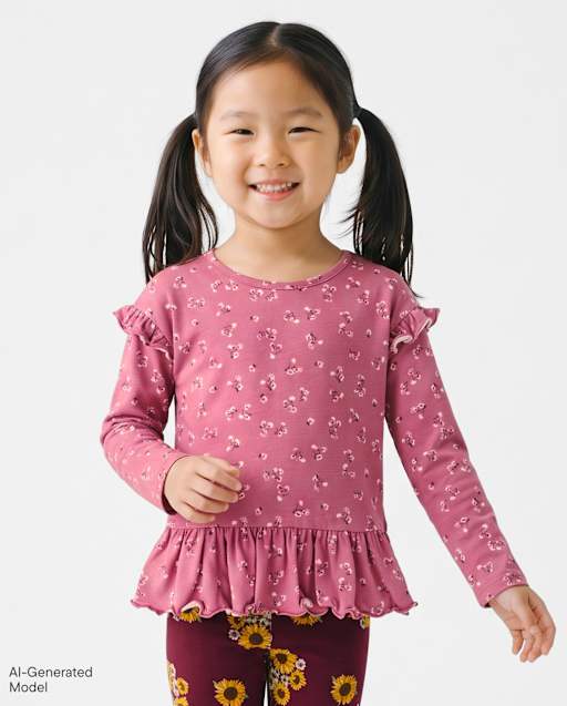 Toddler Girls Print Peplum Top