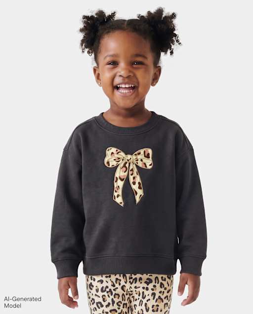 Sweat-shirt en polaire premium orné pour petites filles