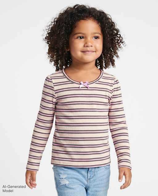 Toddler Girls Striped Ribbed Top