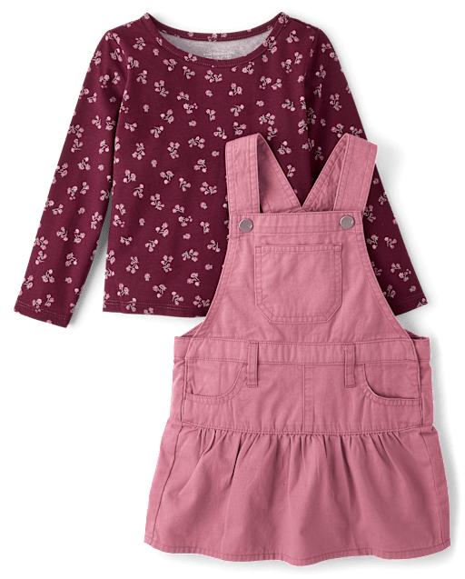Toddler Girls Floral Skirtall 2-Piece Outfit Set