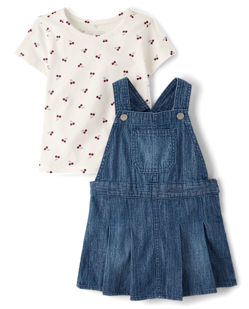 Toddler Girls Cherry Skirtall 2-Piece Outfit Set