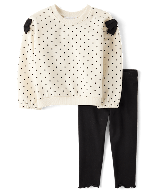 Toddler Girls Polka Dot Bow 2-Piece Outfit Set