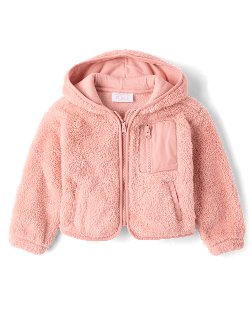 Toddler Girls Heavyweight Sherpa Zip Up Hoodie