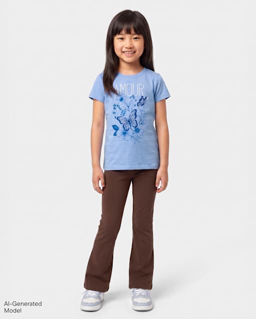Girls Foldover Flare Leggings