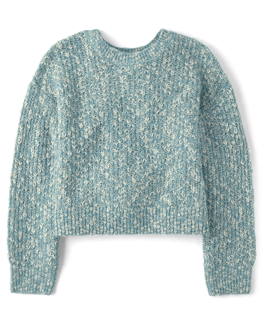 Girls Marled Shaker Stitch Cable Knit Sweater