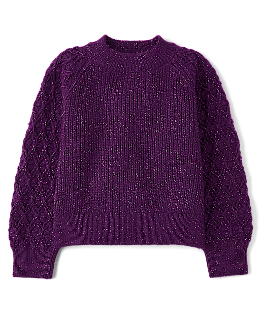 Girls Shimmer Stitched Raglan Sweater