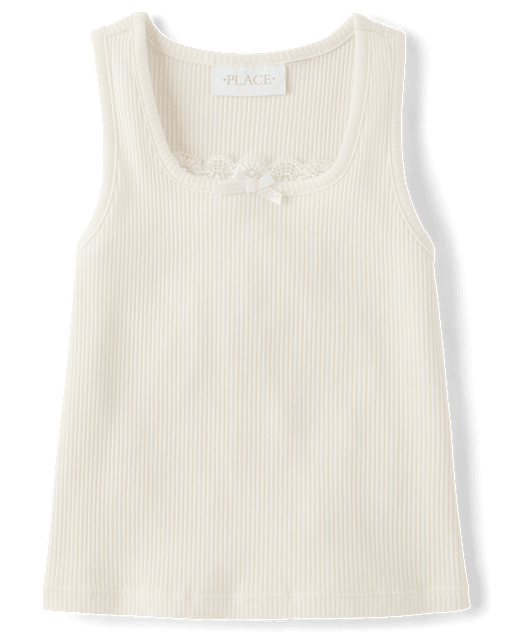 Girls Lace Ribbed Tank Top