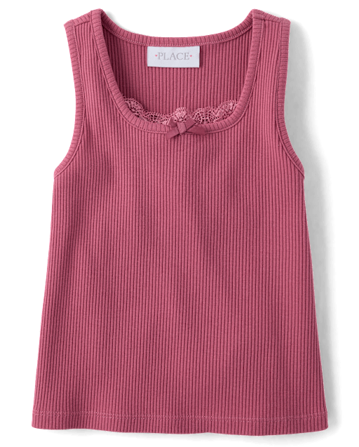 Girls Lace Ribbed Tank Top