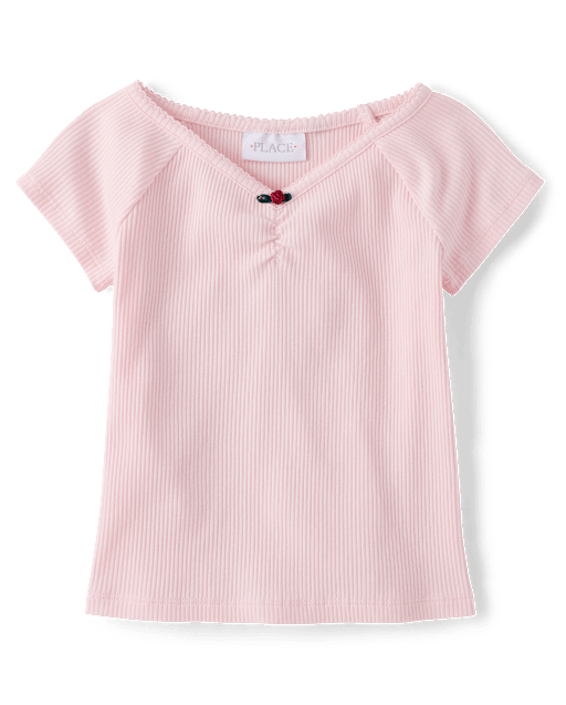 Girls V-Neck Ribbed Cinched Top