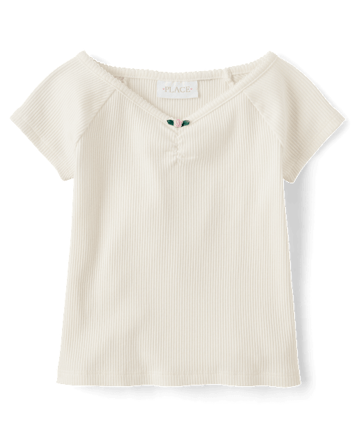 Girls V-Neck Ribbed Cinched Top