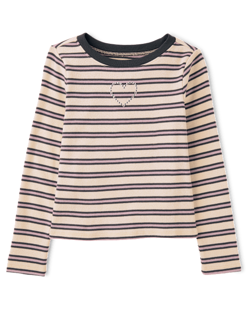 Girls Striped Embellished Top