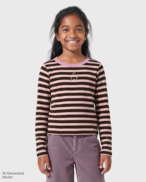 Girls Striped Embellished Top