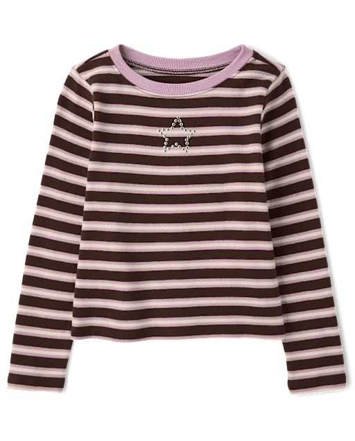 Girls Striped Embellished Top