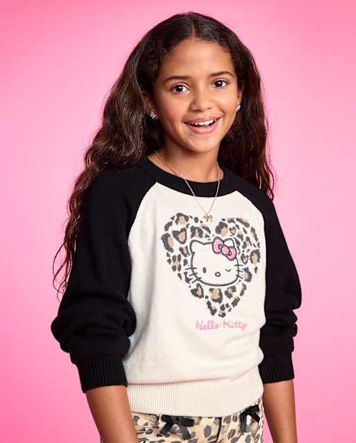 Girls Hello Kitty® Embroidered Colorblock Sweater