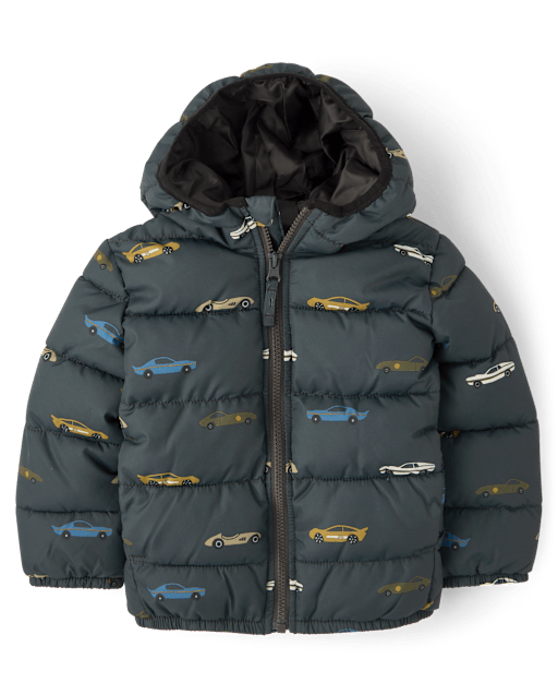 Toddler Boys Print Hooded Puffer Jacket