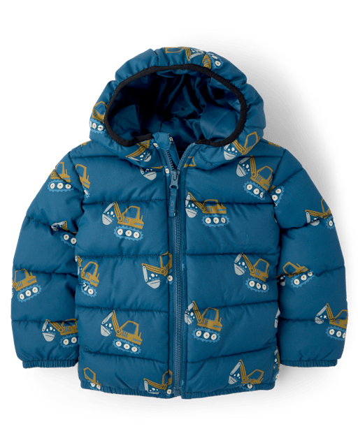 Toddler Boys Print Hooded Puffer Jacket