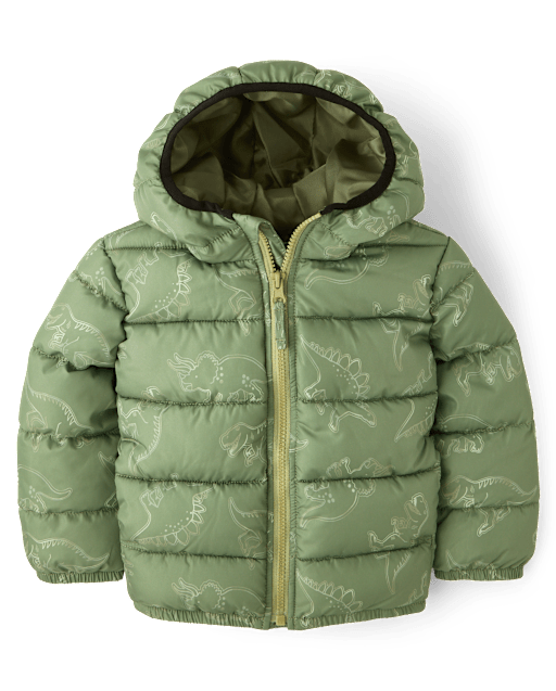 Toddler Boys Print Hooded Puffer Jacket