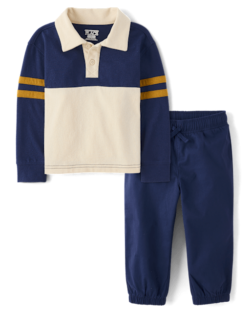 Baby And Toddler Boys Colorblock Varsity 2-Piece Outfit Set