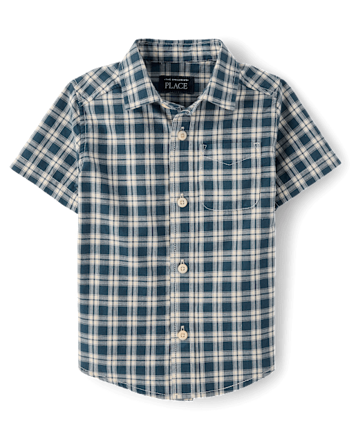 Baby And Toddler Boys Plaid Poplin Button Up Shirt