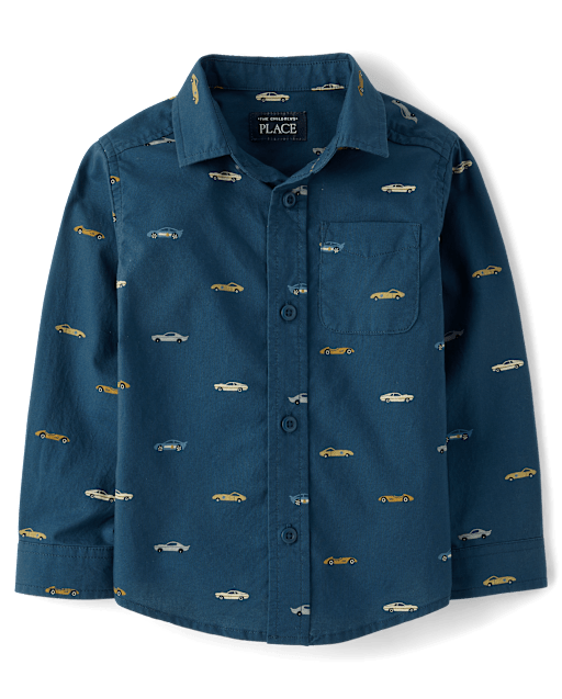 Baby And Toddler Boys Racecar Poplin Button Up Shirt