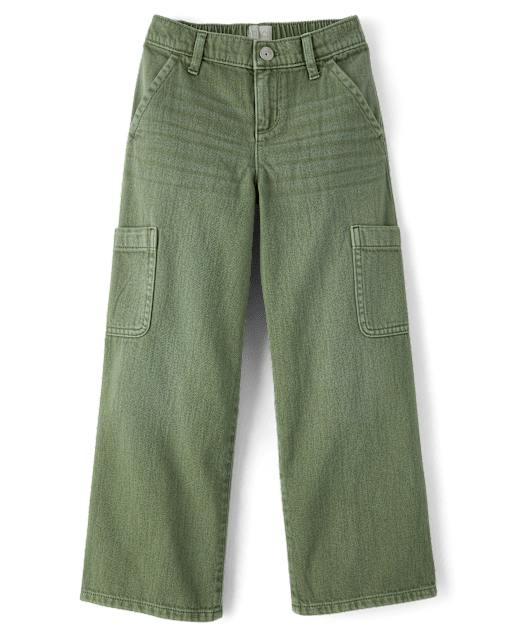 Girls Garment Dyed Baggy Cargo Jeans