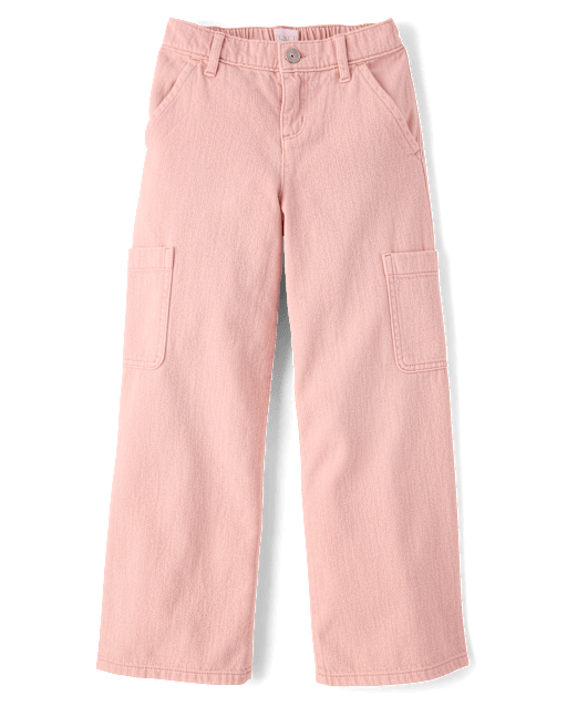 Girls Garment Dyed Baggy Cargo Jeans