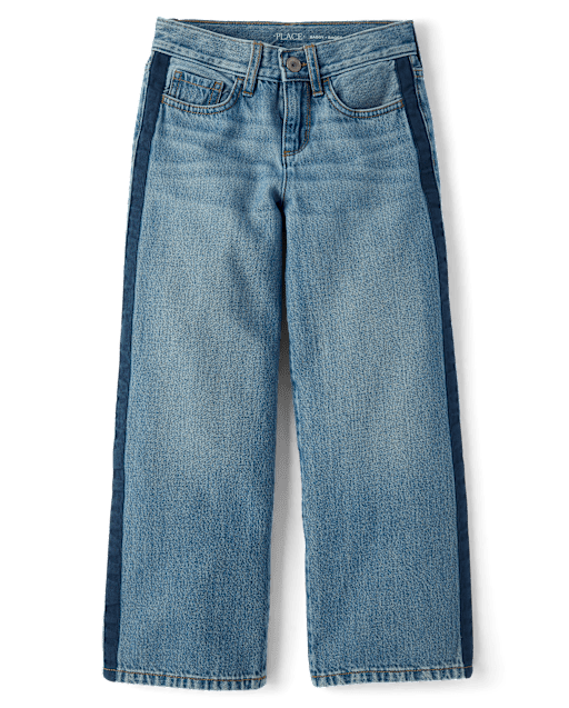 Girls Side Stripe Baggy Jeans