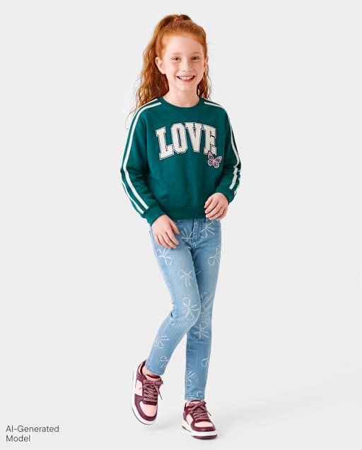 \Jean crayon à nœud pour filles\