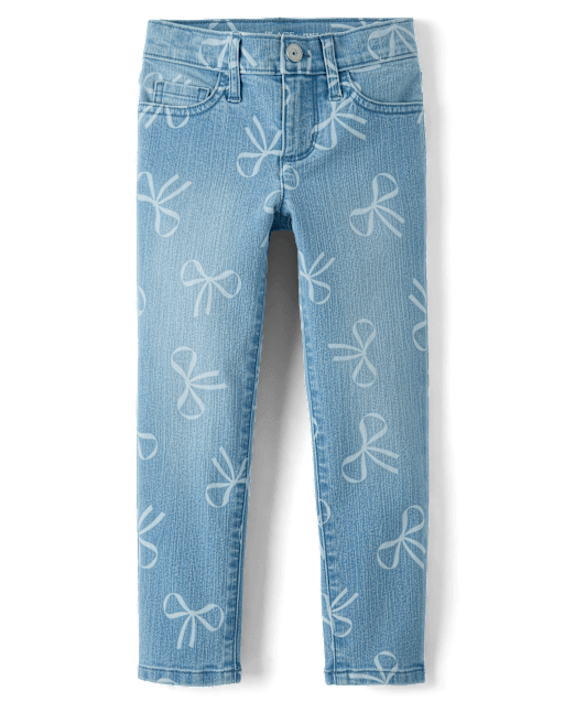 Girls Bow Pencil Jeans