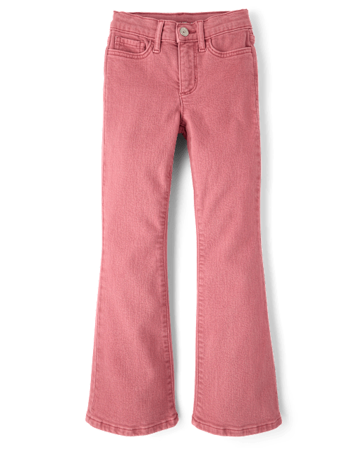Jeans évasés teints en pièce pour filles