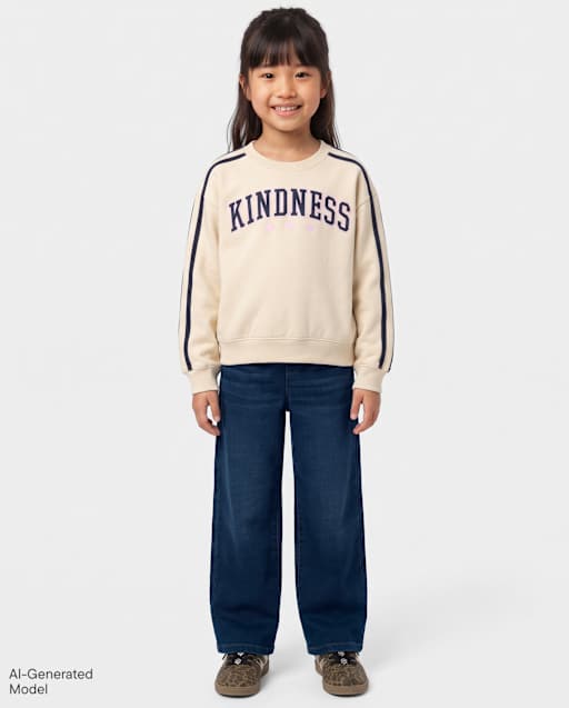 Girls French Terry Wide Leg Sweatpant Jeans
