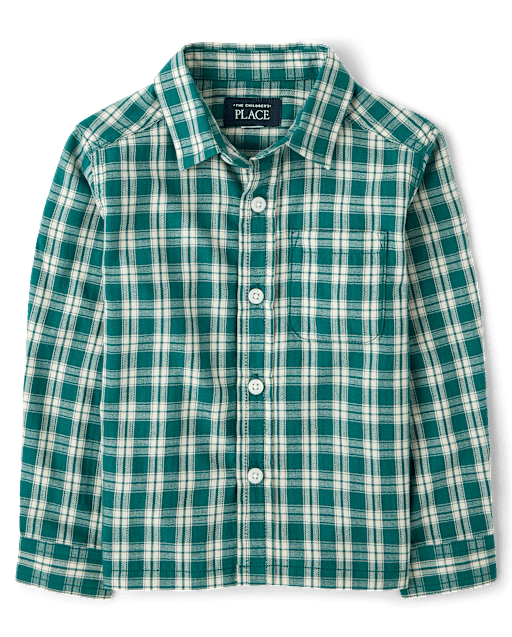 Baby And Toddler Boys Plaid Textured Poplin Button Up Shirt