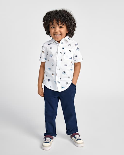 Baby And Toddler Boys Roll Cuff Pull On Chino Pants