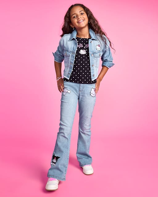 Jean évasé brodé Hello Kitty® et ses amis pour filles
