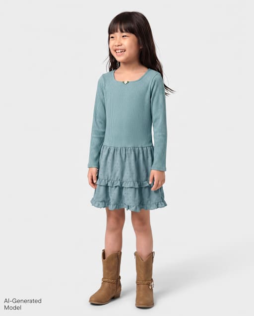 Girls Tiered Drop Waist Dress