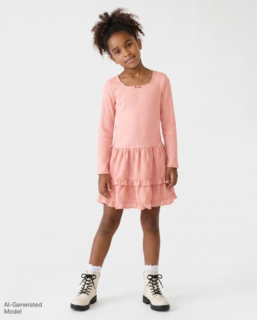 Girls Tiered Drop Waist Dress
