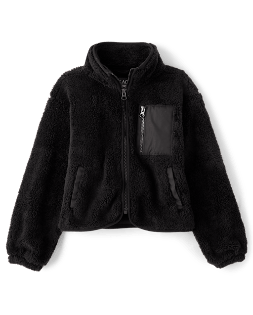 Girls Sherpa Zip Up Jacket