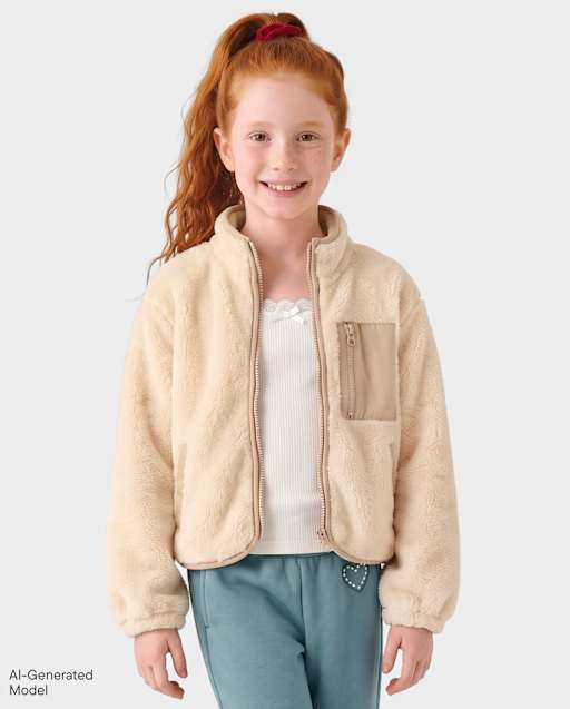 Girls Sherpa Zip Up Jacket