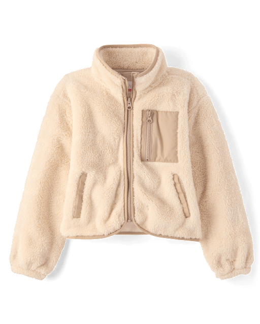Girls Sherpa Zip Up Jacket