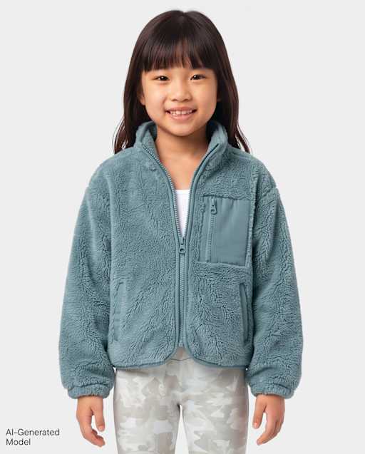 Girls Sherpa Zip Up Jacket