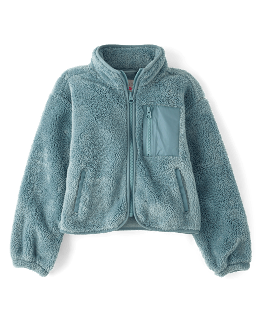 Girls Sherpa Zip Up Jacket