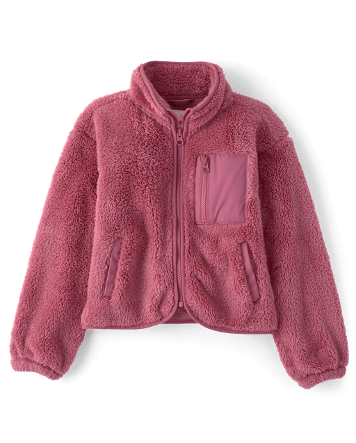 Girls Sherpa Zip Up Jacket